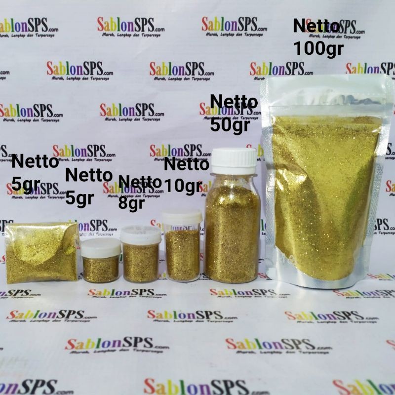 BUBUK GLITER LIGHT GOLD GLITTER POWDER 50gr BOTOL