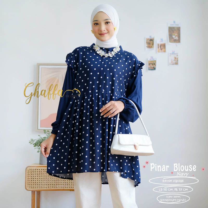 PINAR BLOUSE BY GHAFFA THE LABEL / BLOUSE MOTIF WANITA MUSLIMAH / Rayon viscose ld110