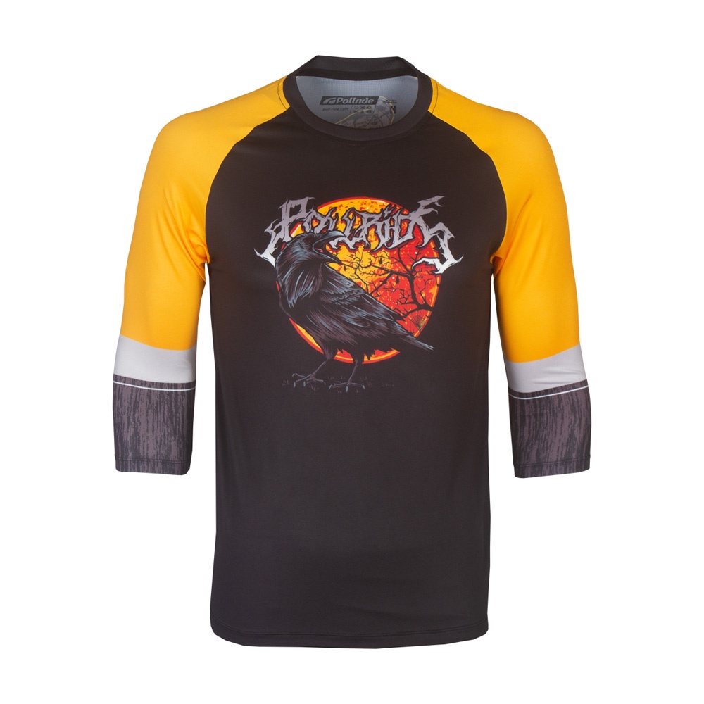 Jersey Sepeda | jersey Gowes | Jersey Hiking 3/4 MTB XC AM GRAVEL Merk POLLRIDE RAVEN black orange