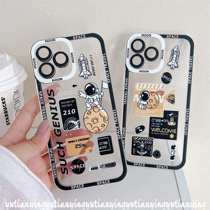 Soft Case TPU Transparan Desain NASA Genius Astronot Roket Untuk Realme 9 Pro C11 2021 C31 C35 9i C21Y C25Y C21 8 C3 C15 C25S 9 5i C20 C20 8i 6i C20