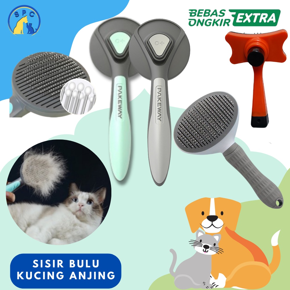 Sisir Rambut Otomatis Kucing Anjing PAKEWAY Hewan Peliharaan Hair Removal Comb Pet Grooming Tool
