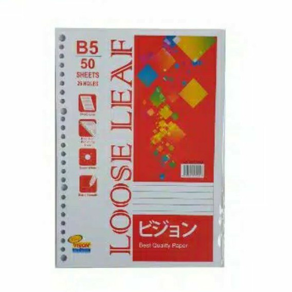 

Loose Leaf Garis merk Vision ukuran A5 isi 50 lembar