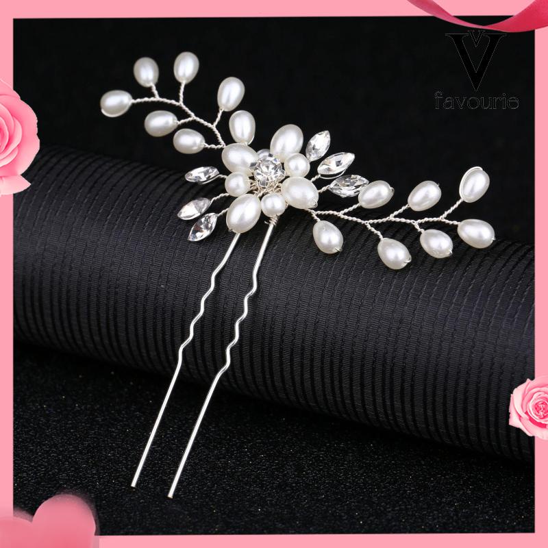 [COD]Buatan Tangan Mutiara Kristal Jepit Rambut Pin U Klip Pernikahan Tiara-FA