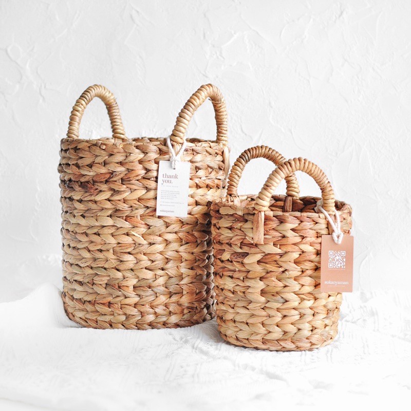 Gaia Basket | Keranjang Tanaman Anyaman | Cover Pot Tanaman | Organizer Natural Home Decor