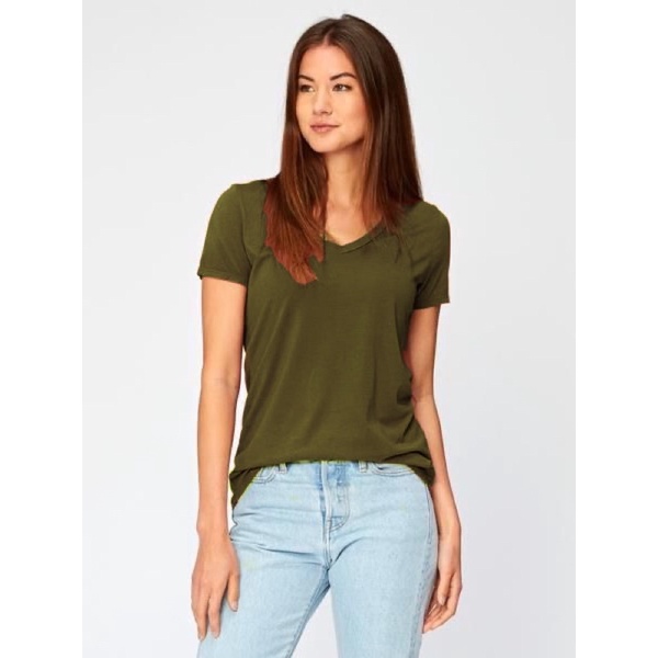 BLOOMANIA Kaos Polos V - Neck Cotton Bamboo/Katun Bambu