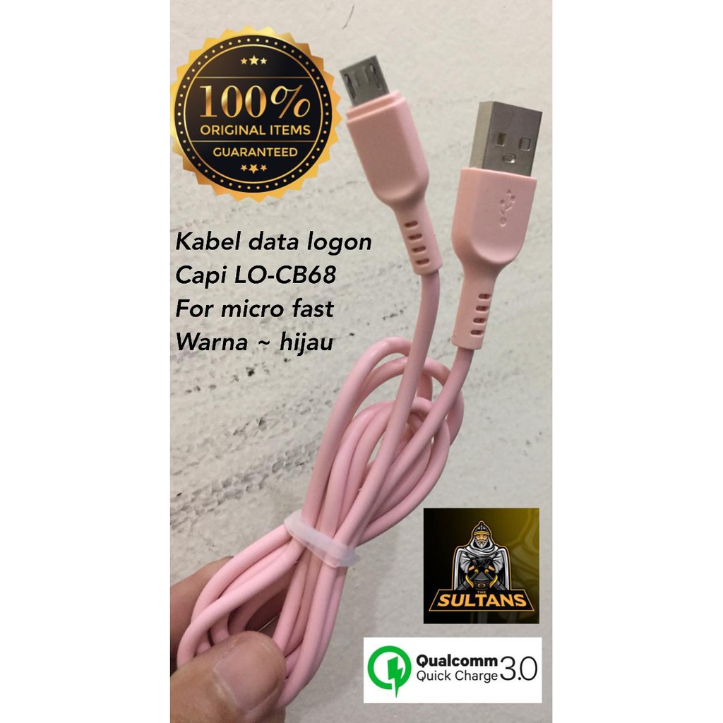 Kabel data Log On Circle Lo-CB15 &amp; LO-CB68 CAPI 2.4a micro-usb/iphone/type-c pajang 1 meter