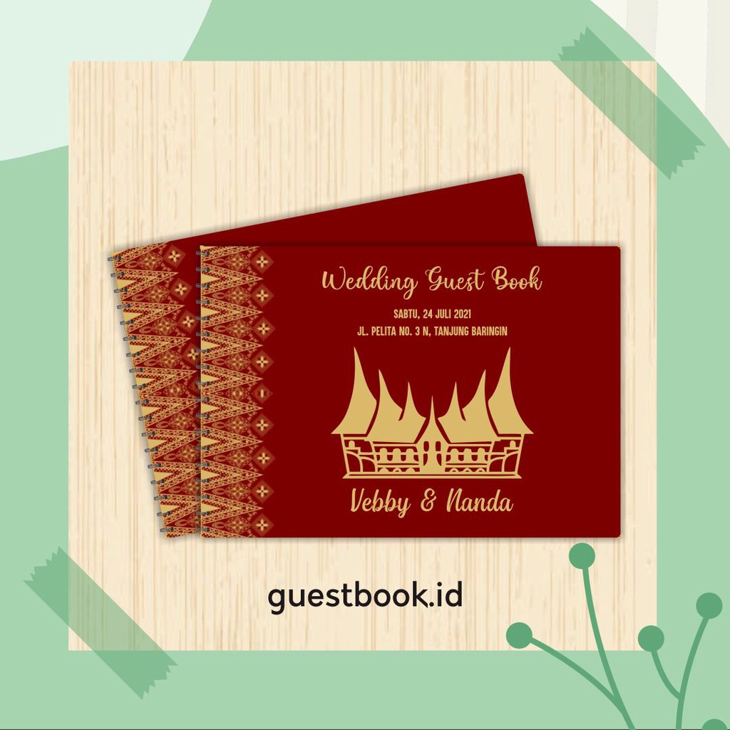 Custom Buku Tamu Adat Padang / Rumah Gadang Motif / Guest Book Custom Adat / Custom Nama / Softcover