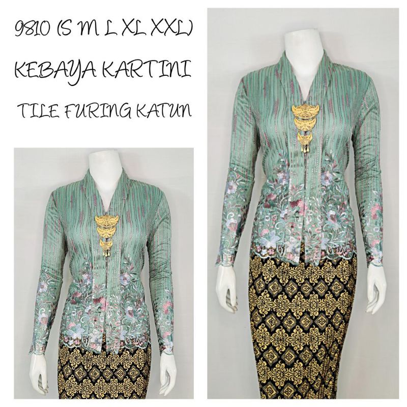 Indah KEBAYA TILE KARTINI MODERN LENGAN PANJANG Furing Katun KEBAYA WISUDA KEBAYA KATUN KEBAYA AKAD KEBAYA MODERN S M L XL XXL XXXL 9810-Toska
