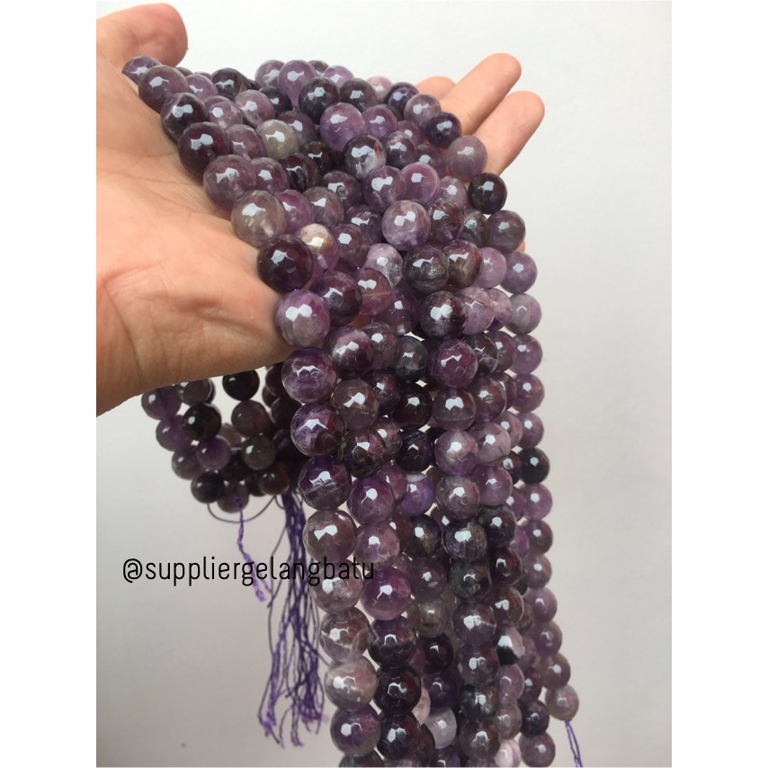 Batu kecubung brazil asli FACET 12mm CUTTING purple amethyst asli ungu aksesoris etnik martapura
