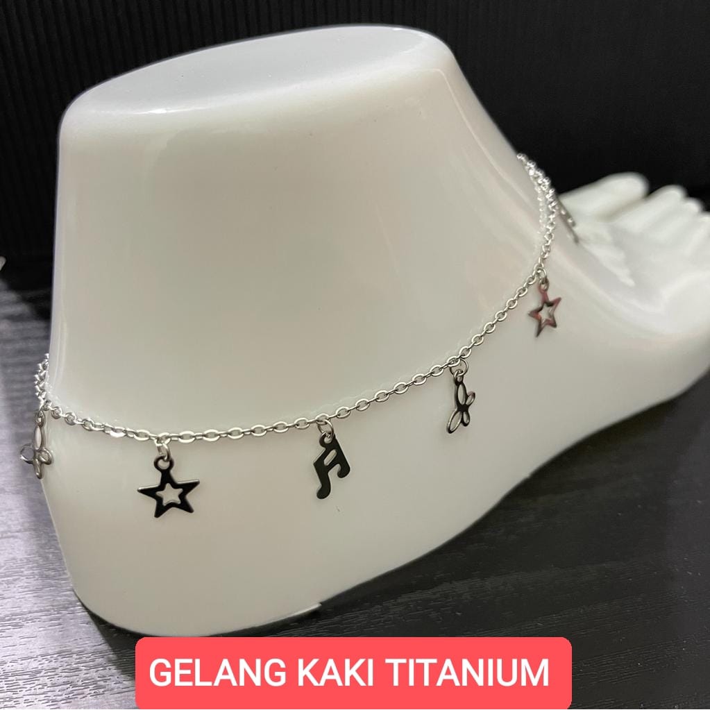 GELANG KAKI TITANIUM WANITA SILVER/EMAS /GELANG KAKI WANITA TERLARIS/GELANG KAKI WANITA TERMURAH/GELANG KAKI XUPING