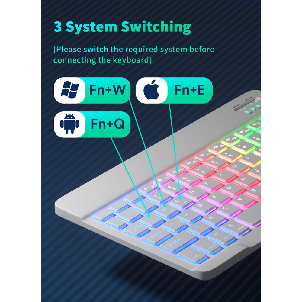 【Beli dua diskon 20%】 GOOJODOQ 10 Inch Backlit Backlight Wireless Keyboard And Mouse LED Backlight Keyboard