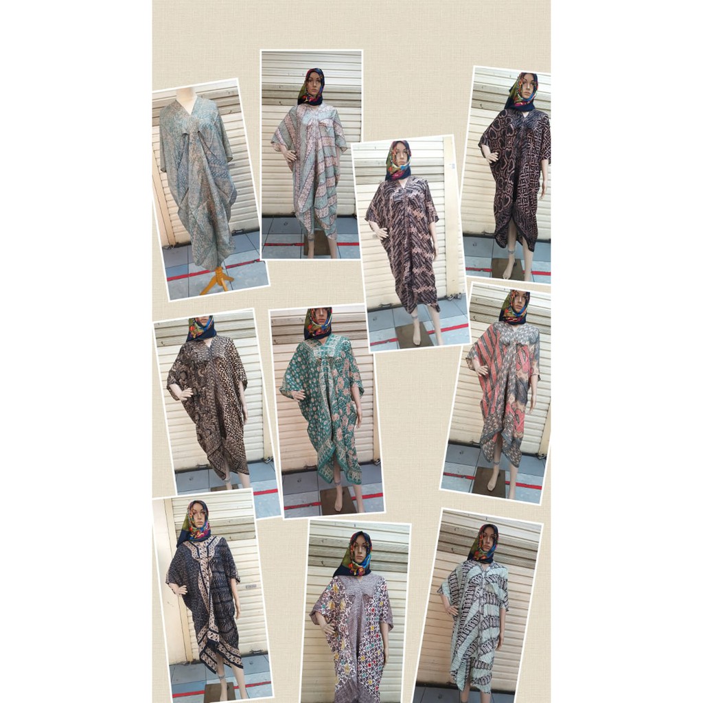 Kaftan batik viscose semi sutra lembut batik cap manual variasi motif . drees batik.kaftan wanita