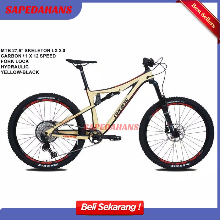 Sepeda Gunung Sepeda Gunung Murah Original MTB Pacific Skeleton LX 2.0 Carbon Full Sus 27-5 in DN006