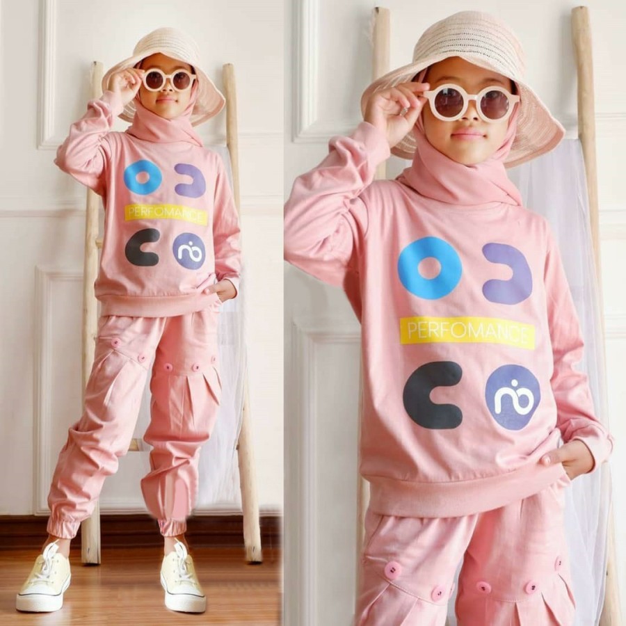 Salsa Kid Paket Setelan Baju Anak Perempuan Muslim Casual Olahraga Sepeda Set Sweater Celana Jogger