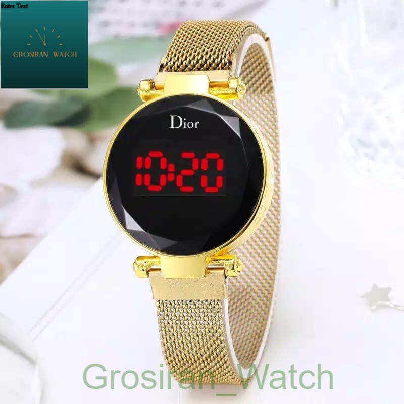 Jam Tangan Wanita Korea Sport LED Bulat Digital Strap Magnet [G_W]