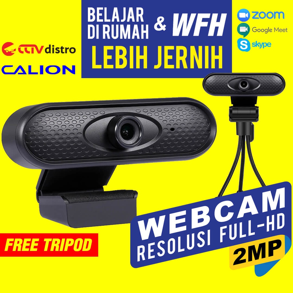 Webcam PC Laptop Full HD 1080P Murah | Web Camera Komputer USB | Kamera Web Cam Calion CAL-2004WD