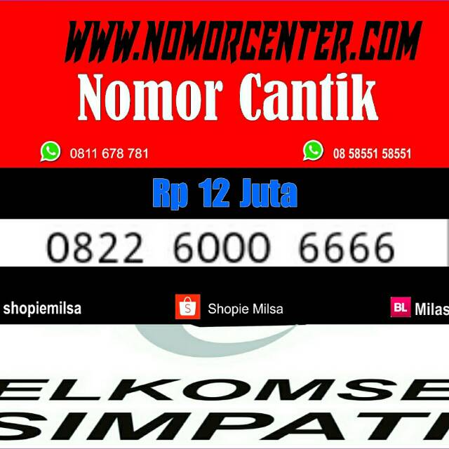 Nomer Cantik Simpati Seri Kuartet 6666 _ 0822 6000 6666 Super LIMITED #NC2 356