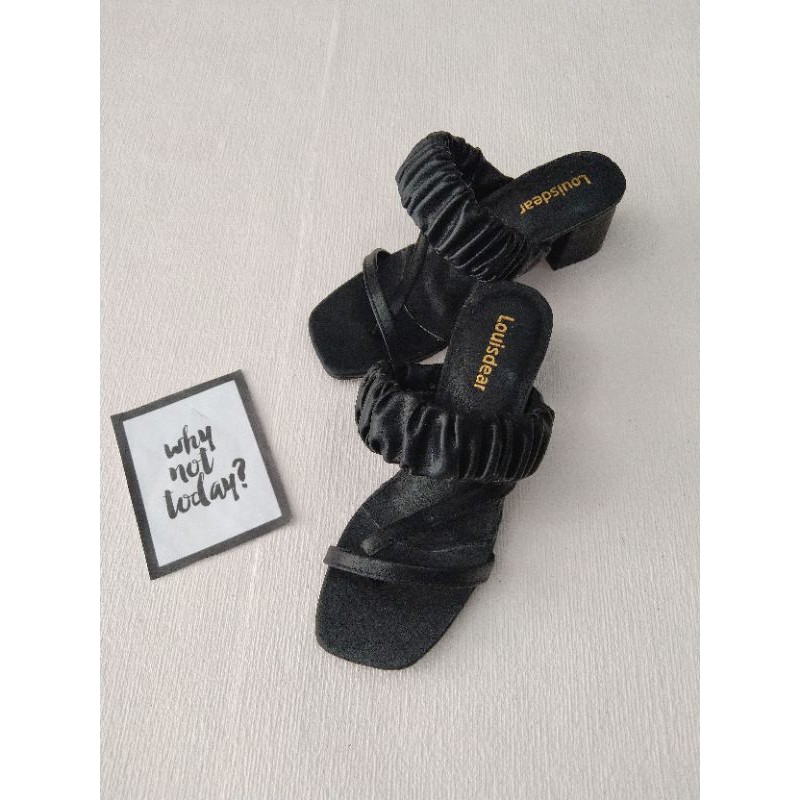 LOUISDEAR sendal heel tapak tahu 5 cm bahan dove H35
