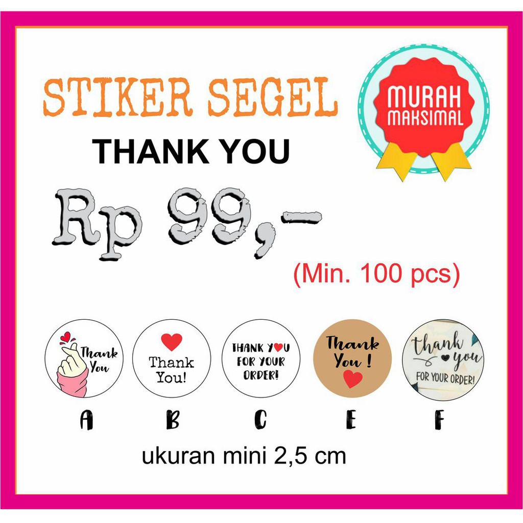 

[ Isi 100] READY Stiker Label Thank You Segel Stiker Tanks For Your Order Sticker Mini