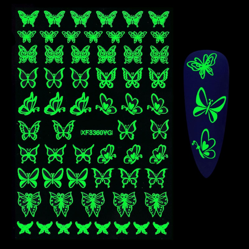 SIY  Nail Art Adhesive Stickers 3D Luminous Nail Art Supplies Nail Decals Butterfly