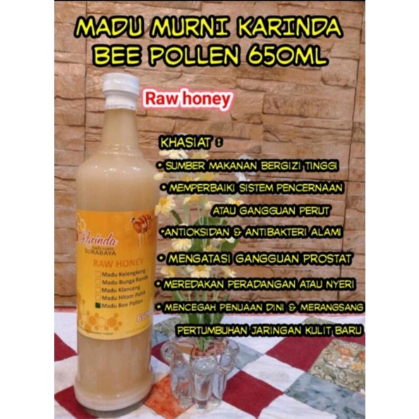 

madu murni karinda bee pollen raw honey 650ml