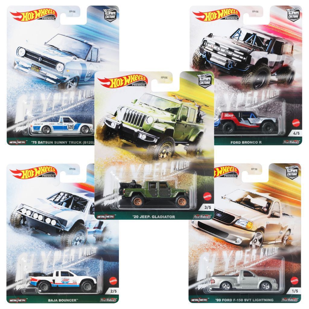 NEW ARRIVALS | Diecast Hot Wheels HYPER HAULERS 75 DATSUN SUNNY TRUCK B120 PUTIH PICKUP B 120 (B120) FORD BRONCO R 99 FORD F-150 SVT LIGHTNING F150  BAJA BOUNCER 20 JEEP GLADIATOR HIJAU Car Culture HW Hotwheels Mobil Mainan Anak