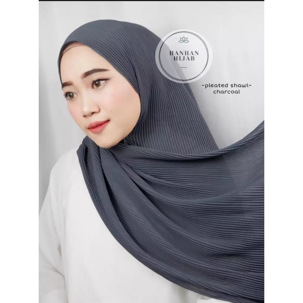 PLEATED SHAWL / PASHMINA FULL PLISKET-Charcoal