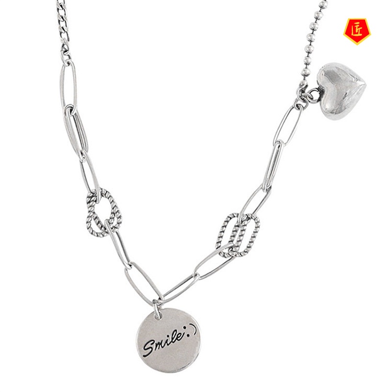 [Ready Stock]S925 Silver round Brand Fashion Heart Necklace Retro