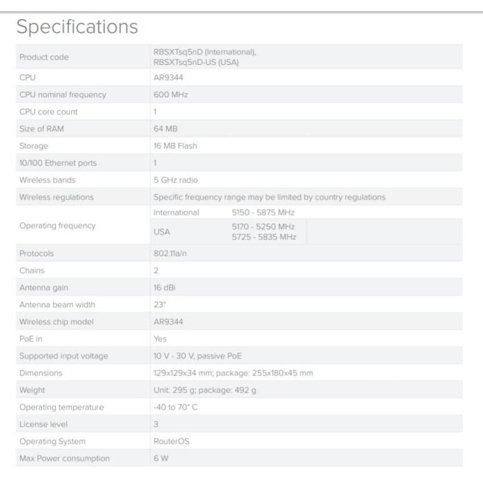 Mikrotik SXTsq Lite 5 SXTsq 5nD 5GHz RBSXTsq-5nD MIMO Wireless Client