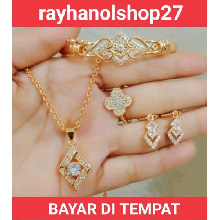 perhiasan wanita titanium xuping anti karat mewah satu set lapis mas 24K