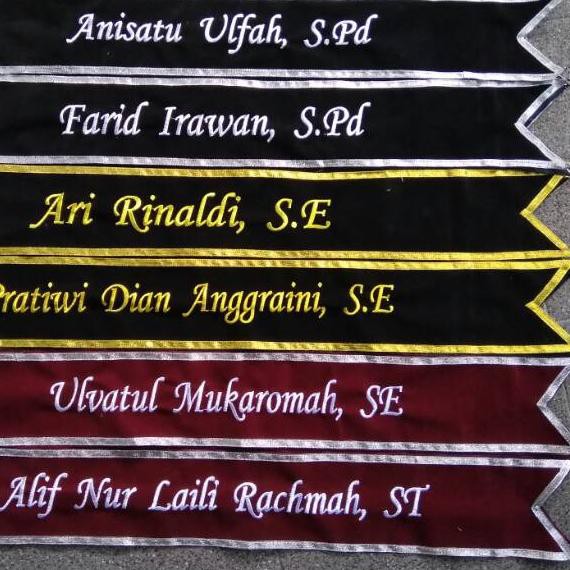 Ready Selempang wisuda bludru pita Glitter, selempang wisuda bordir komputer, selempang wisuda  OZD