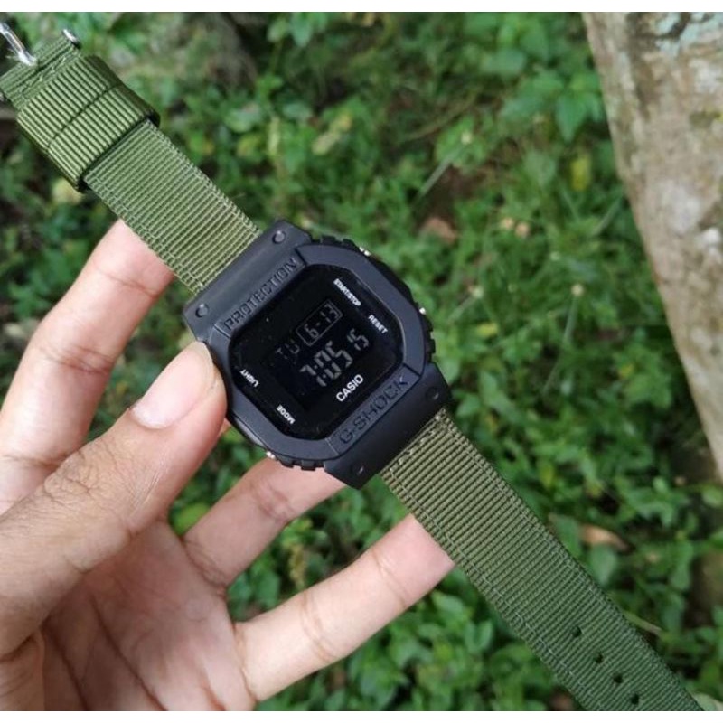 DW5600 TALI KANVAS JAM TANGAN PRIA GLS5600 DIGITAL KANVAS