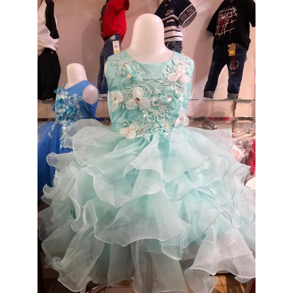 Grosir Dress Anak Tosca - Baju Anak Cewe - Gaun Pesta Anak Elsa Frozen Hijau Branded Dan Mewah