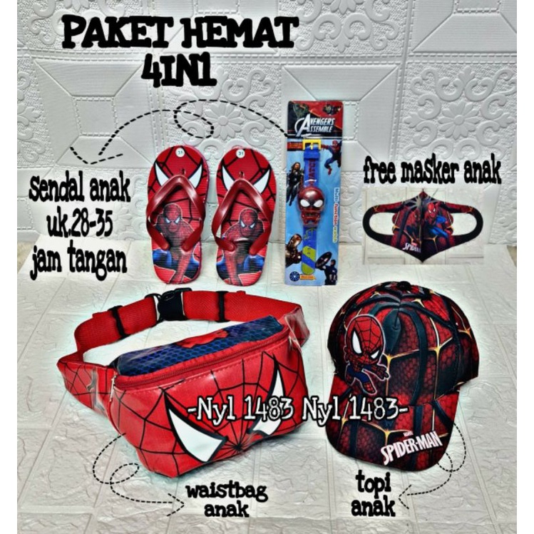 NEW ARRIVAL PAKET HEMAT 4IN1 SPIDERMAN/BATMAN/MARVEL