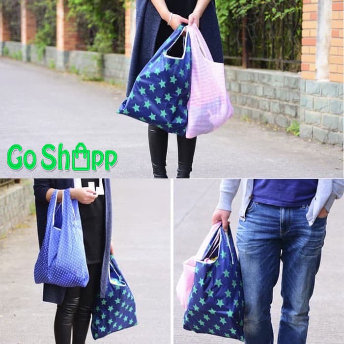 Tas Belanja Lipat Ramah Lingkungan Nylon Foldable Reuseable - Shopping Bag Serbaguna Import [SB01]