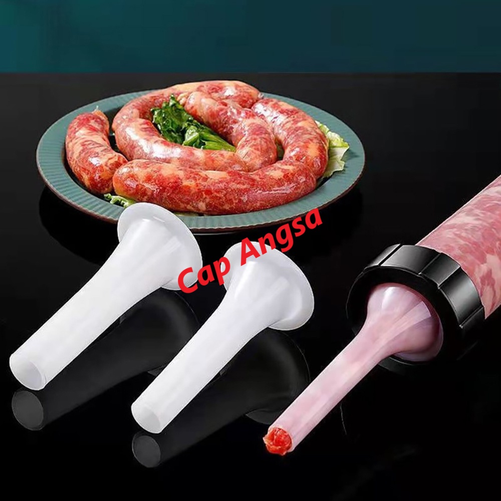 SUNTIKAN PENGISI SOSIS DAGING MANUAL HOMEMADE DENGAN 3 UKURAN CORONG PLASTIK MEAT SAUSAGE FILLING MAKER WITH 3 SIZE NOZZLE