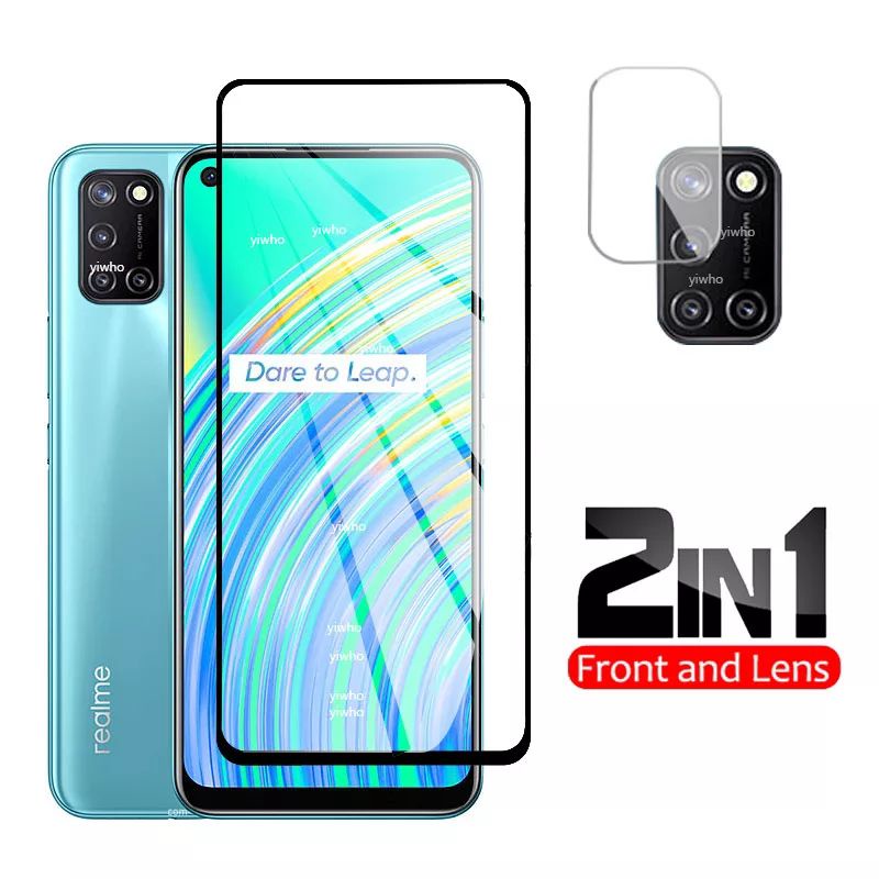 3IN1 TEMPERED GLASS LAYAR KAMERA SKIN CARBON REALME 7i C17 TG ANTI GORES FULL SCREEN PROTECTOR