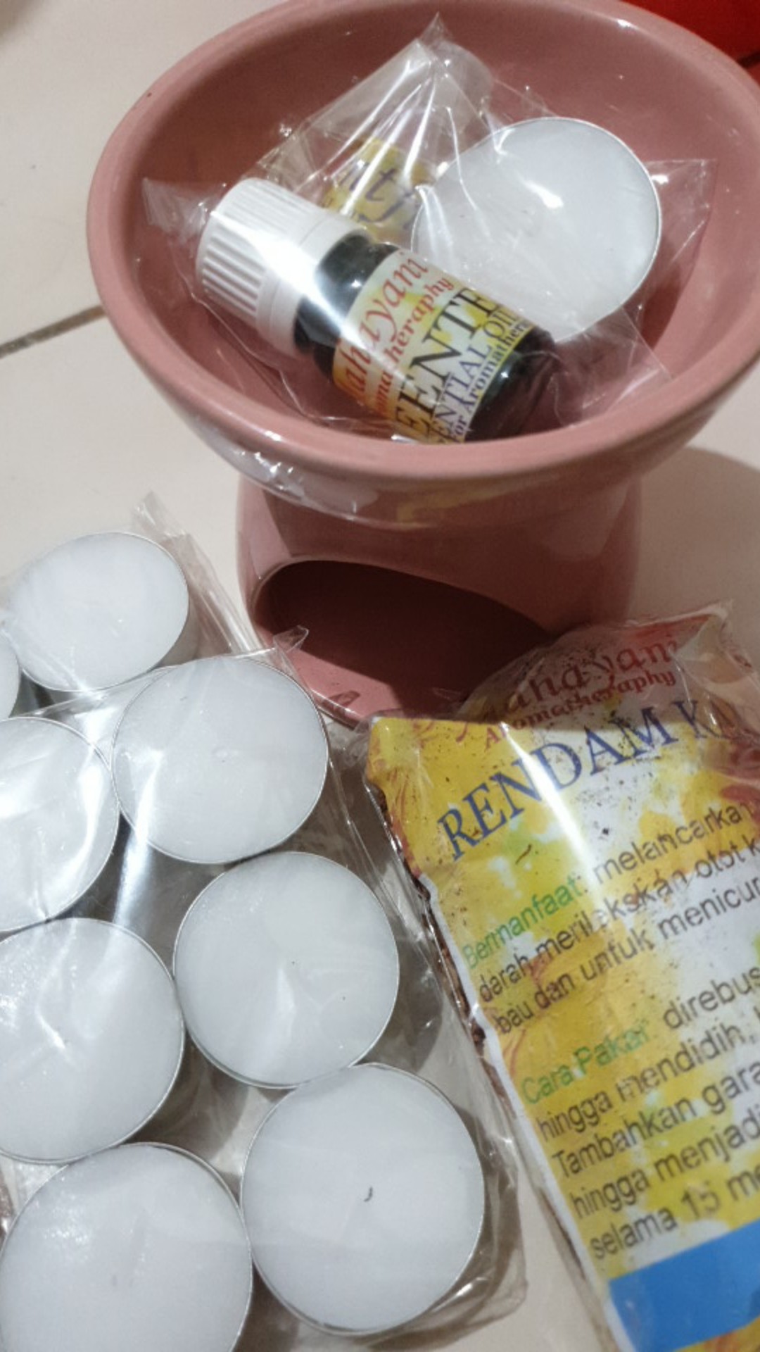 Paket Tungku Aromaterapi Jumbo Bulat Keramik Full Glasir