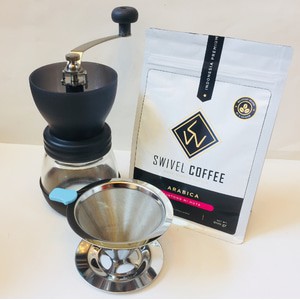 Paket coffee grinder glass gater, cone pour over & kopi lintong single origin 200gr