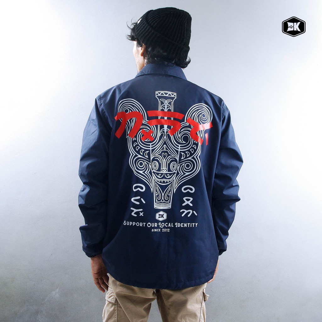 BK ETHNIC | Jaket Coach Etnis Suku Batak |Jaket Basic Batak |HORAS NAVY