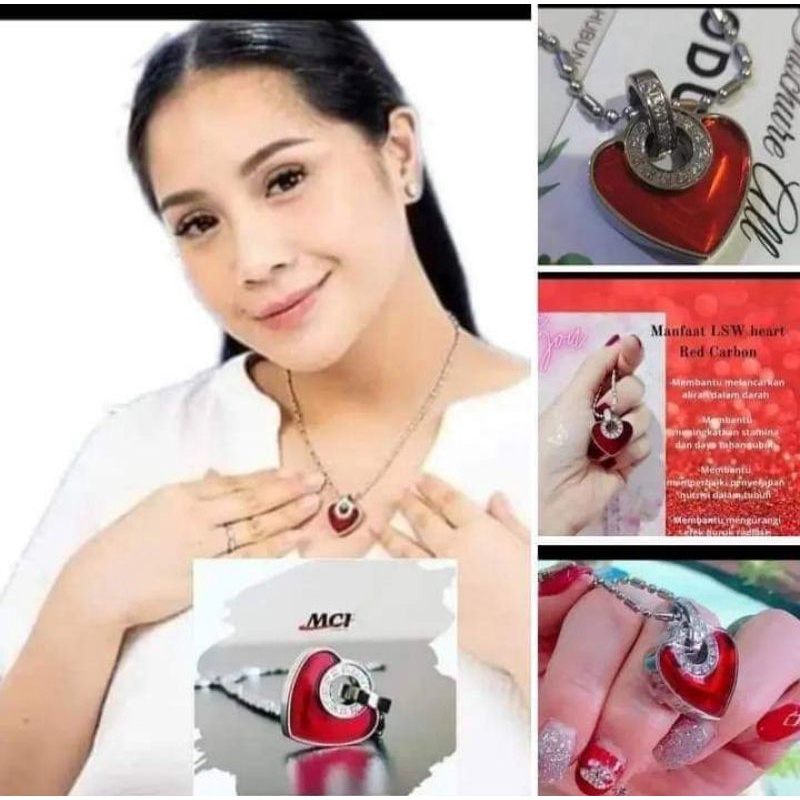 MCI kalung silver heart red