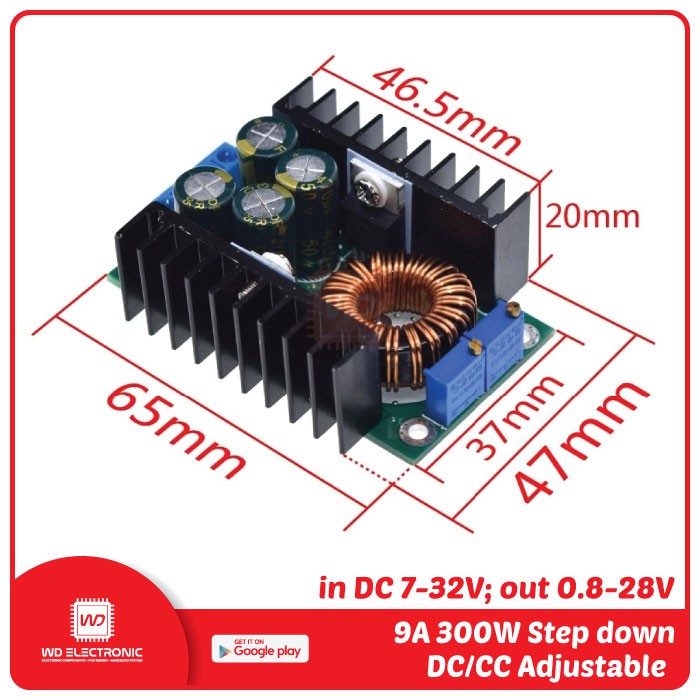 DC to DC Adjustable 9A 300W Step down Buck Converter 5-40V to 1.2-35V Power Supply module