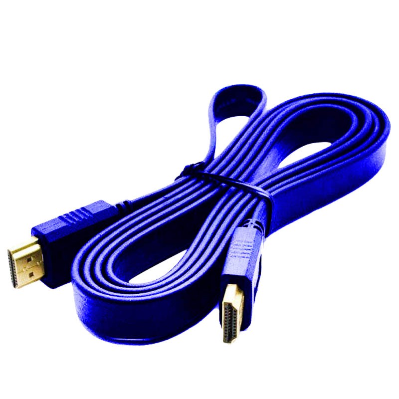 KABEL HDMI 3M FLAT VERSI 1.4 / HDMI 3 Meter - Hitam, Biru, Merah