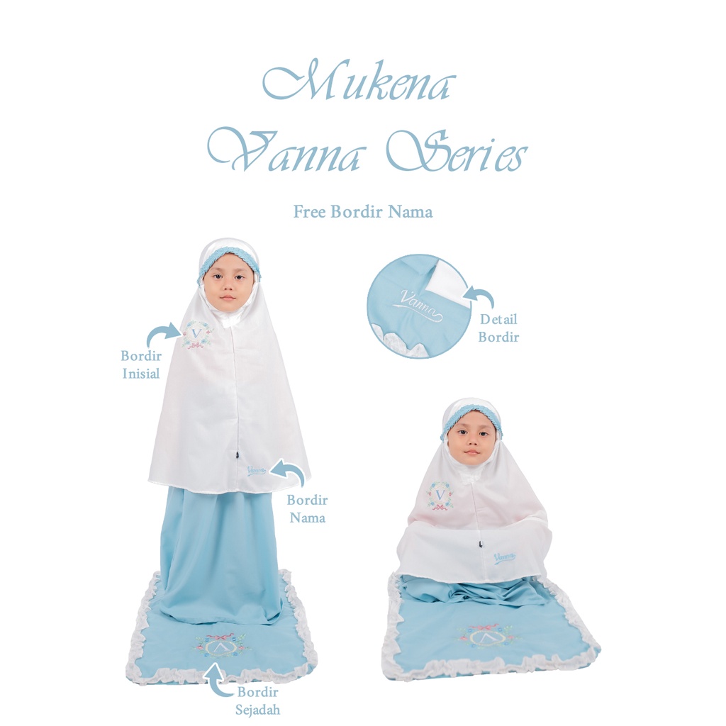 MUKENA ANAK DEWASA SAJADAH CUSTOM BORDIR NAMA VANNA / MUKENA LEBARAN