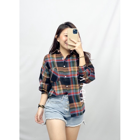 MDLV ~ 8930# Giordana Flannel Plaid Shirt Kemeja Kotak Korea Import