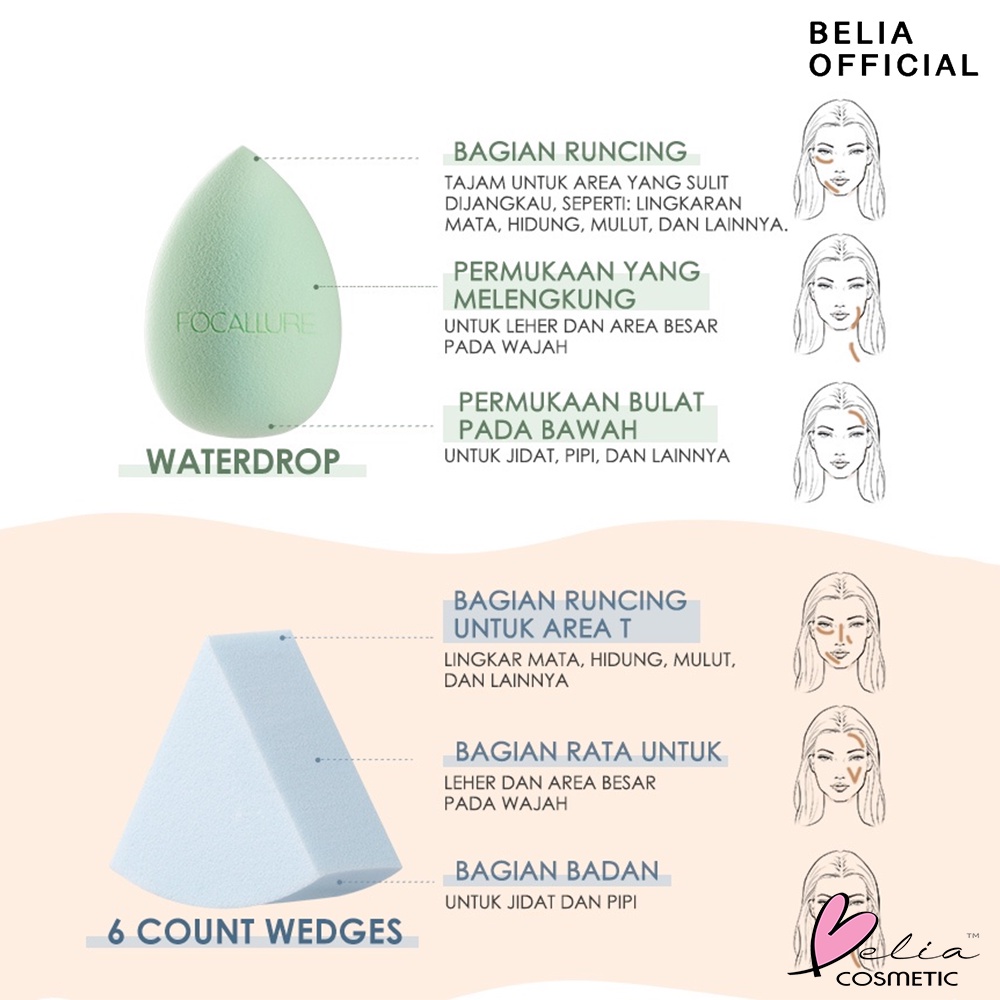 ❤ BELIA ❤ FOCALLURE Beauty Blender Series FA136 | Make Up Sponge | Alat Make Up | OFT Makeup Bebas Latex Foundation blender