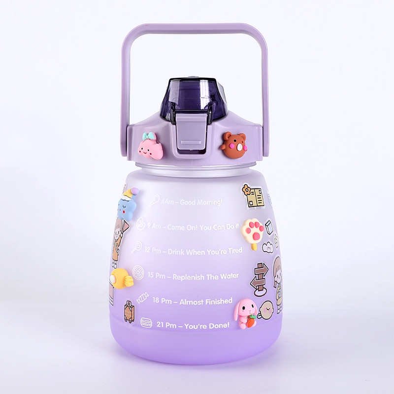 [littlecrab] Botol Minum 1.3L Viral Korea FREE STICKERS Botol Minum Ombre Gradasi Gendut Unik Botol Minum Kekinian Doff 1300ML Free Stickers-Ombre Lilac