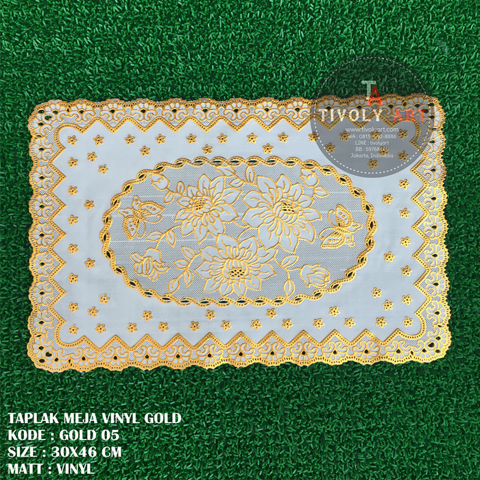 Taplak Meja Vinyl Gold 05 / Taplak Vinyl / Taplak Meja Termurah