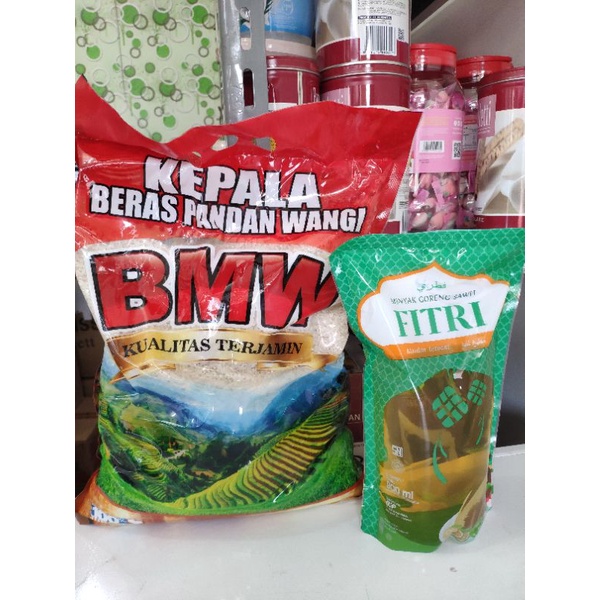 

Paket beras BMW/Rojolele kurleb 5liter bonus minyak