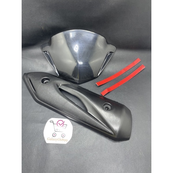 Paket 2 Item - Visor Beat Karbu Hitam free dobel tap + Cover Knalpot/Tameng Knalpot Beat Karbu Lama